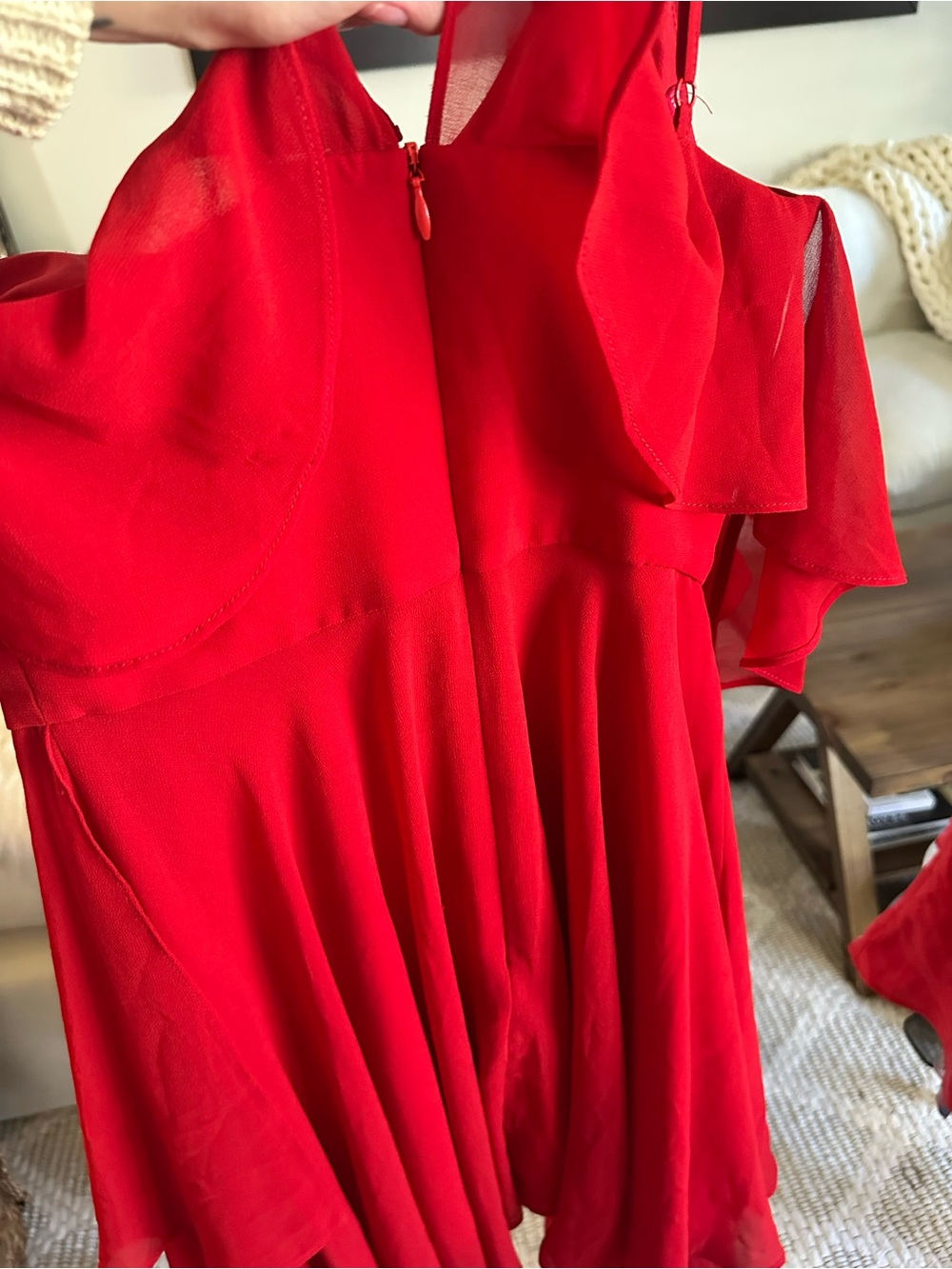 Keepsake Red Flowy Dress S - Picture 9 of 11